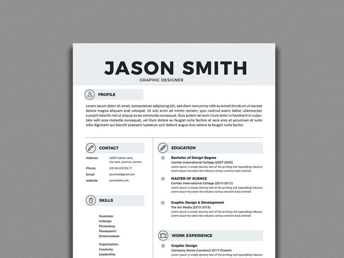 Free Simple Resume Template In Illustrator Format