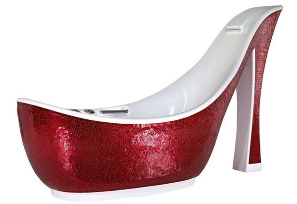 Woman shoe in red color bathtub #artistic #bathroom #furniture #art #bathtub