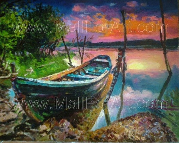 Sunrise near Danube River landscape for living room #decor #kitchen #for #art #paintings