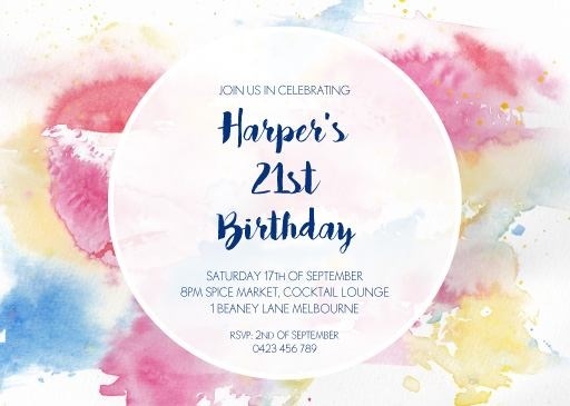 Watercolour 21st Birthday Invitation - Birthday Invitations #paperlust #birthday #invitation #birthdaycards #birthdayinvitation #watercolou