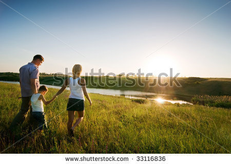stock photo : happy family at sunset #summer