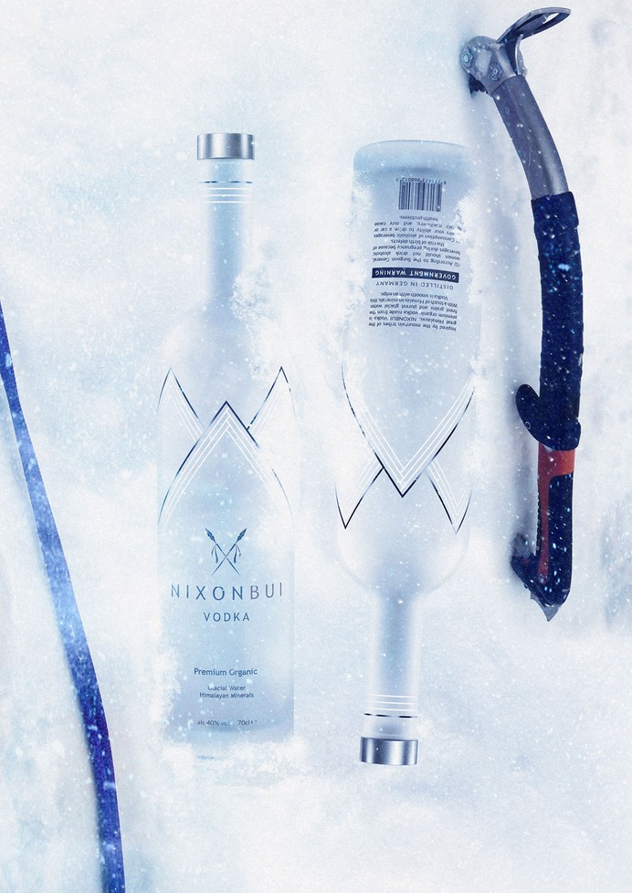 Danish vodka Nixon Bui in 3D - Mindsparkle Mag Inspired by the mountain tribes of the great Himalayas, Nixon Bui Vodka is premium organic vodka made from the finest grains and purest gracial water. With a touch of Himalayan minerals, this Vodka is smooth with an edge. #logo #packaging #identity #branding #design #color #photography #graphic #design #gallery #blog #project #mindsparkle #mag #beautiful #portfolio #designer