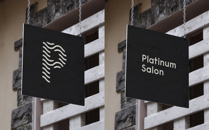 Platinum Salon – Identity Signage #canada #branding #icon #letter #identity #signage #logo #monochromatic #typography