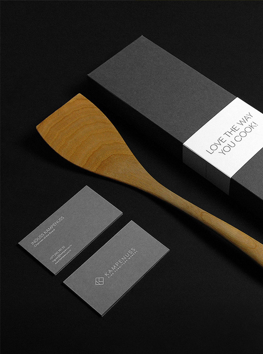 Kampenuss #business #packaging #card #grayscale #kitchen #identity #gray #logo #layout #bw