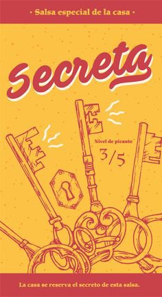 Illustrated packaging for a mexican restauran branding. The secret sauce. #packaging #branding #mexican #restauran #label #design