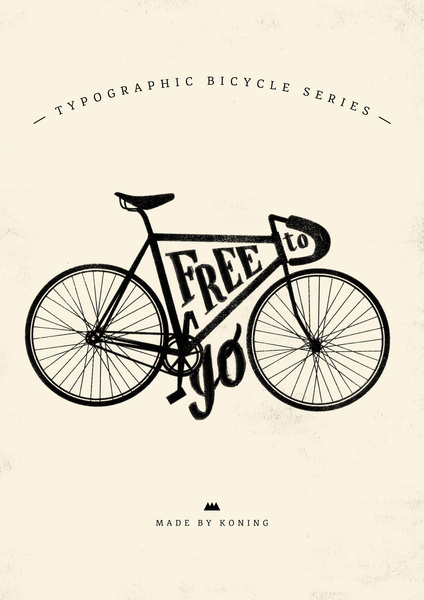 Free To Go Art Print #bike #bicycle #typography