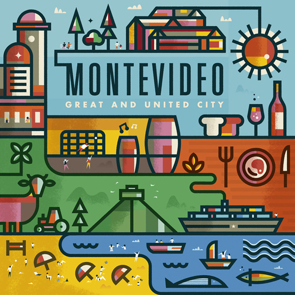 Montevideo on Behance #city #illustration #beach #stroke