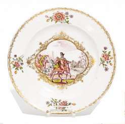 DISH HUSSARS BATTLE. Meissen. Around 1750/60. Painter, decor, Franz Ferdinand Mayer, Preßnitz attributed. #Sets #Teasets #Porcelainsets #Antiqueplates #Plates #Wallplates #Figures #Porcelainfigurines #porcelain