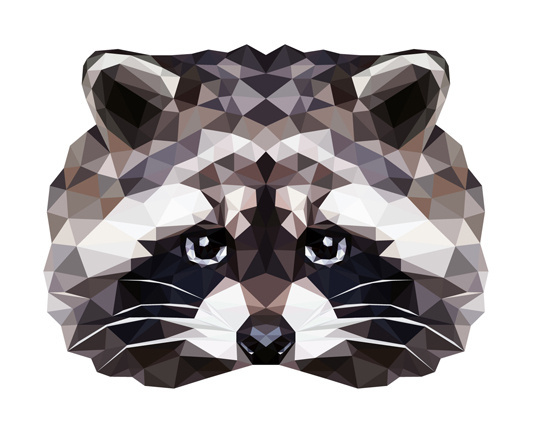 RACCOON — Geometric vector animals #vector #raccoon #geometric #illustration #triangle #tranimal