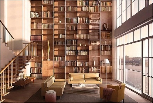 AMAZING NY PENTHOUSES WITH EN-SUITE SKY GARAGE #bookcases #interiors