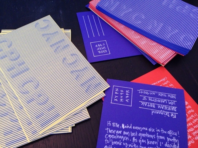 OKAY WAY #stamp #traveling #posca #postcard #stripes #illustration #blue #promotion