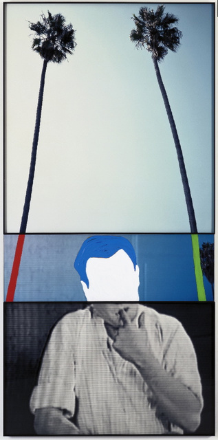 John Baldessari The Overlap Series: Two Palm Trees (and Person with Finger in Mouth), 2001 Digital colorprint, acrylic on sintra board
