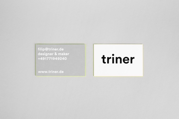 filip triner design branding business cards painted edges www.triner.de edge neon yellow embossing emboss print thick business card black gr