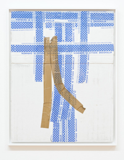 ✓ JUSTYN HEGREBERG, Unhandled Exception 4, 2014. packing tape on cardboard, 30 by 23in unframed (76 by 58cm)