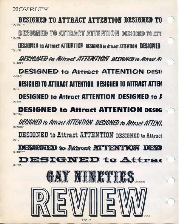 Of all the fonts in this Filmotype specimen only Quiet is available today.Buy Filmotype Quiet at MyFonts #type #specimen #typography