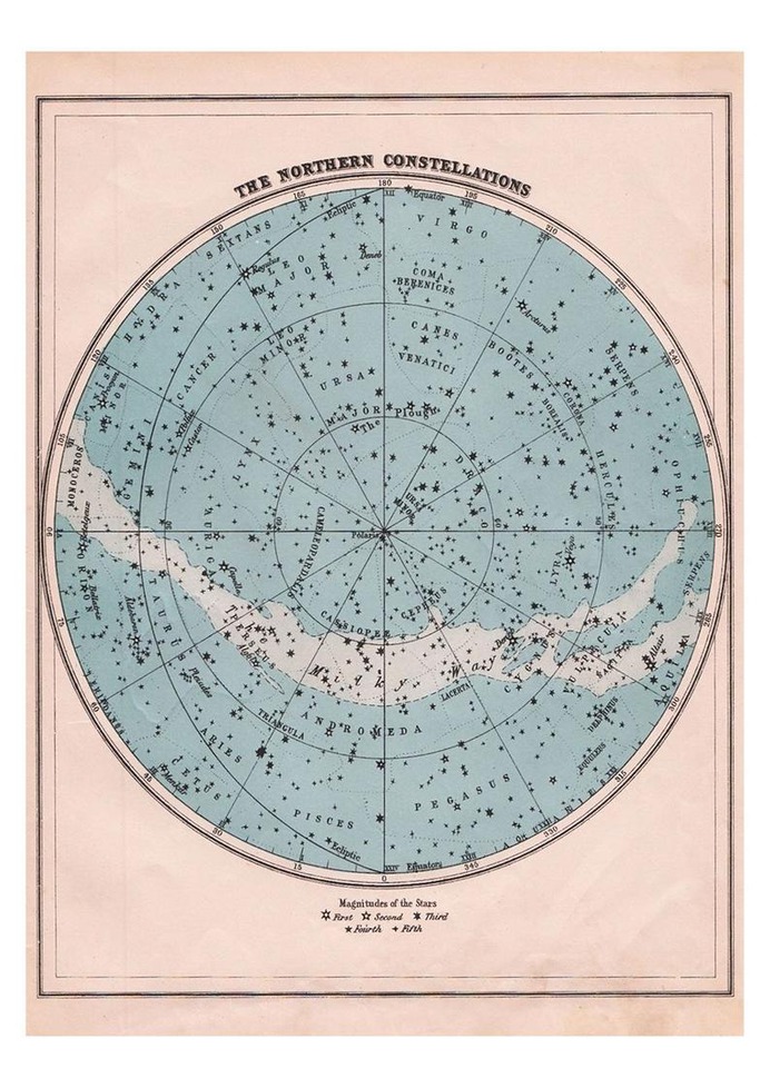 Northern Constellations Print: Vintage Star Signs Astrology image 1