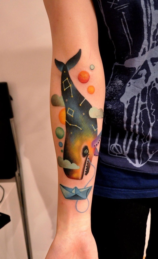 The Shiny Squirrel #tattoo #whale #stars #constellation