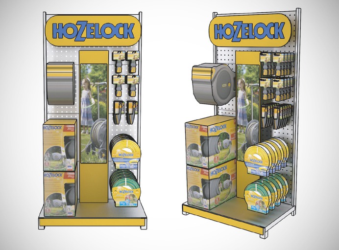 A POS, this display was created for hanging both the hoses as well as other smaller items on sale.