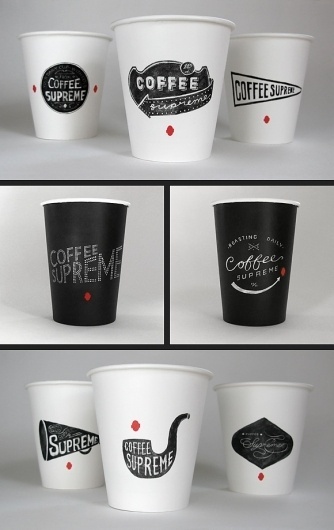 ::: HARDHAT DESIGN / COFFEE SUPREME REBRAND / TAKEOUT CUPS ::: #lettering #packaging #design #coffee #paper #cup #package