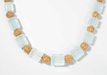 Philippe Pfeiffer Aquamarine Gold Necklace