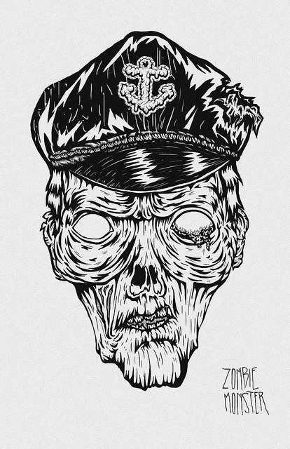 Zombie Monster #creepy #terror #draw #sailor #zombie #ilustration #monster #dead #anchor #pirate