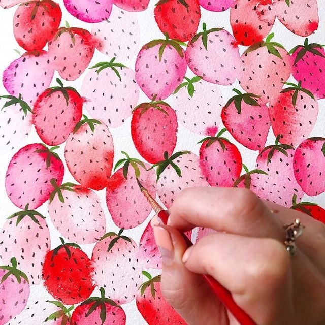 Watercolor Strawberries