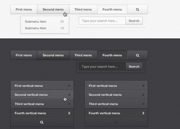 Buttons drop down menu ui Free Psd. See more inspiration related to Menu, Ui, Drop, Buttons, Down, Horizontal and Drop down on Freepik.