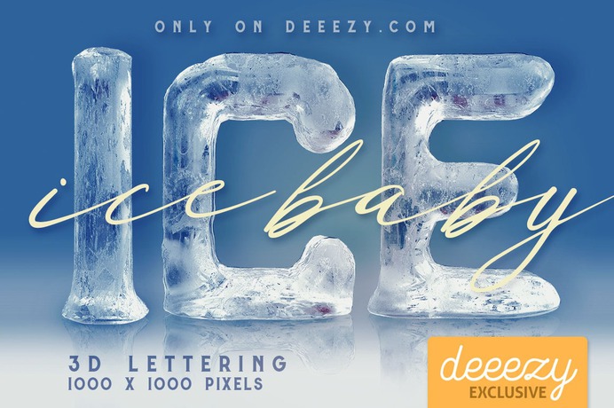Ice Ice Baby Free 3D Lettering - free 3d alphabet or typography graphics on deeezy.com - #typedesign #graphic #3d #typography