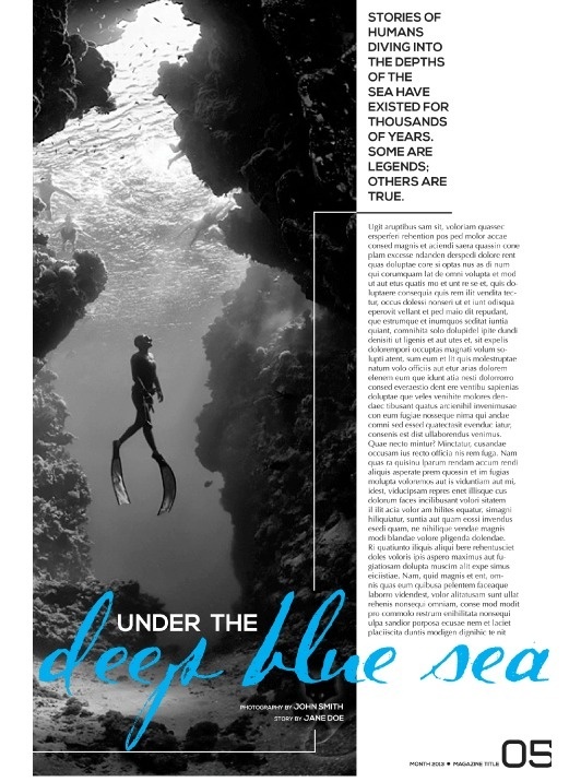 Portfolio / Layout / Single Page Design #design #sea #blue #page design #layout #editorial