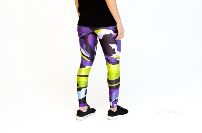 Leggings ) by Nastya KFKS #print #green #purple #fashion #sport #girl #surfing #yoga