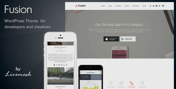 Fusion - Mobile App Landing Page WordPress Theme