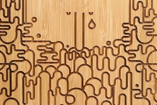 FOLLOW THE LINE on the Behance Network #cut #tear #design #laser #wood #face #creature