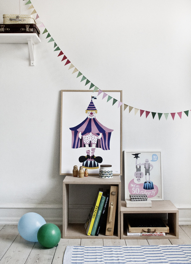 #nordic #design #graphic #illustration #danish#simple #nordicliving #living #interior #kids #room #poster #clown #circus #fun #purple