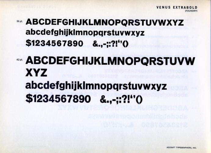Venus Extrabold type specimen #type #specimen