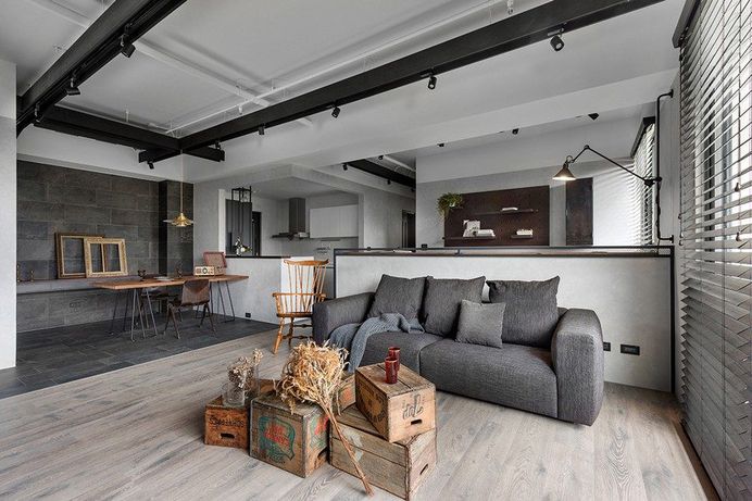 Industrial-Style Home in Taiwan Enhanced by Textural Diversity