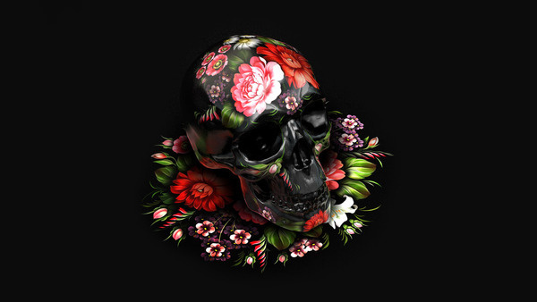 Art by Sasha Vinogradova | LLGD.net #paint #flowers #skull