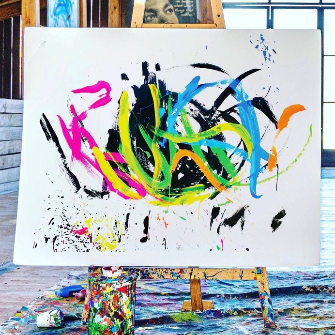 PIGGCASO ARTISTA OBRA DE ARTE ABSTRACTA COLORES