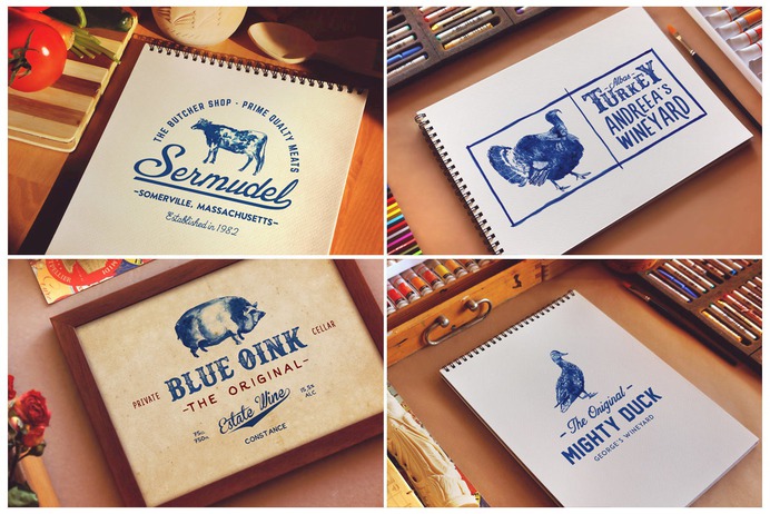 12 Handpainted Logos