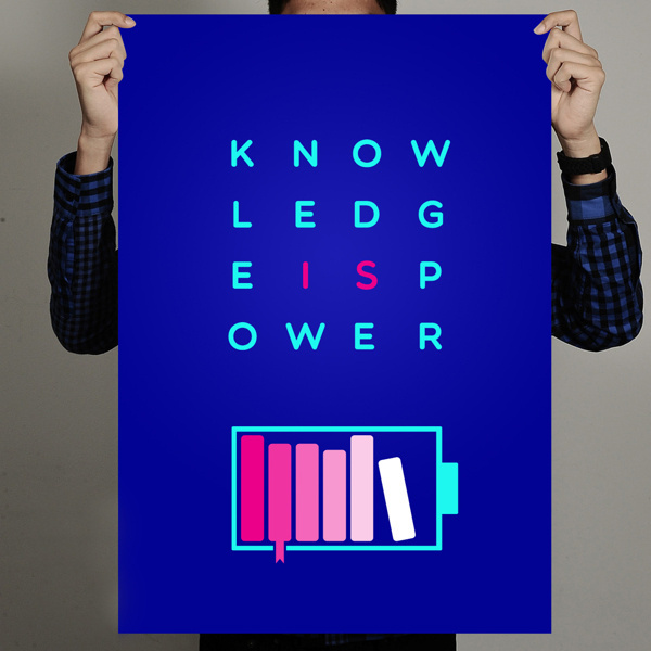 Knowledge is Power on Behance #book #battery #knowledge #minimal #poster #typography