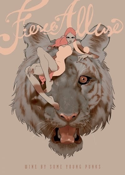Label design for Some Young Punks wine by Tomer Hanuka #illustration #tomer #hanuka