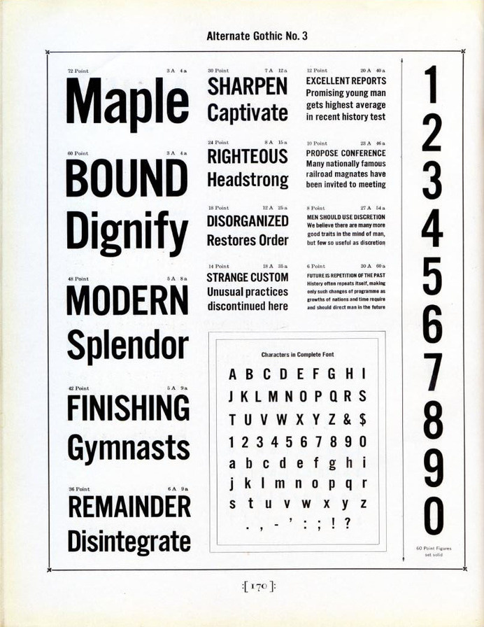Alternate Gothic type specimen #type #specimen
