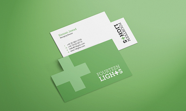 Fourteen Lights branding, diecut cards. #branding #card