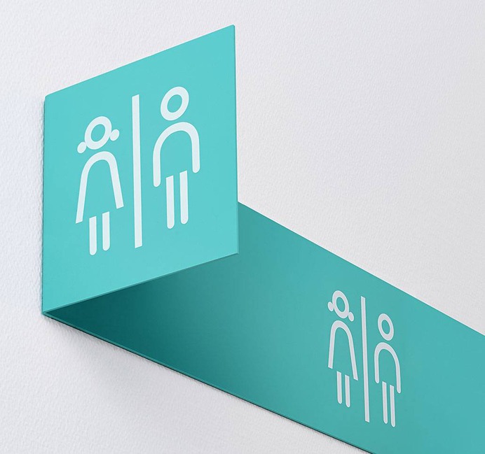Wayfinding | Signage | Sign | Design | 简约蓝绿色儿童可爱卫生间标识标志牌小图标素材下载