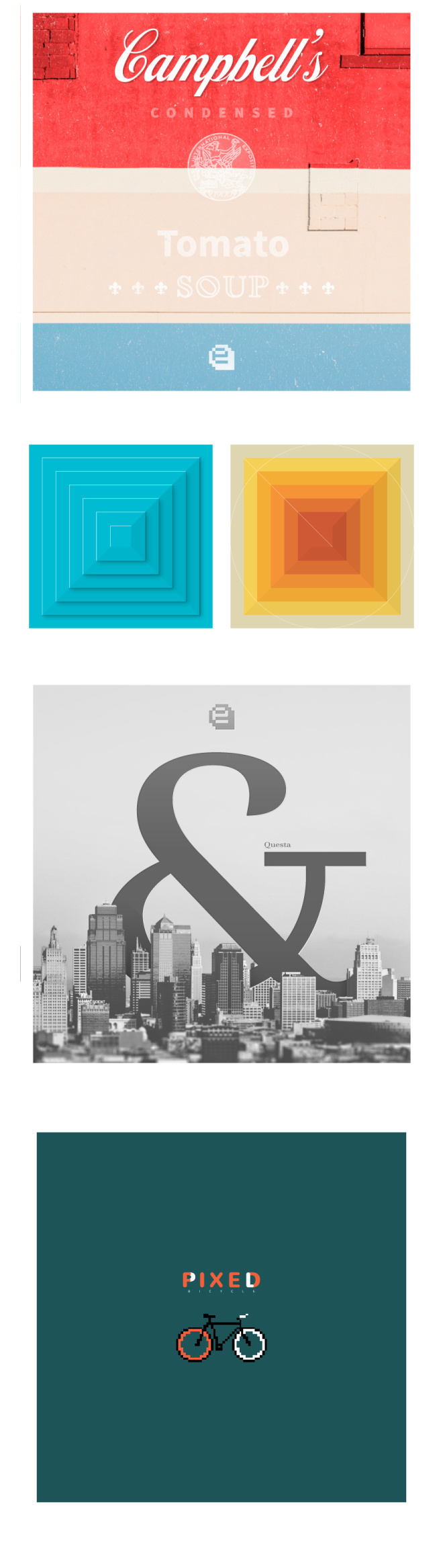 Campbell's soup Andy Warhol Byke pixel fixed buildings typo geometry