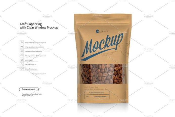 Kraft Paper Stand Up Packaging Mockup