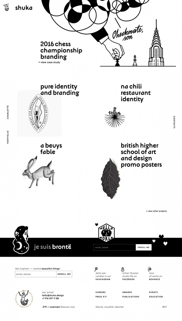 Shuka Design - Mindsparkle Mag - Moscow based Shuka Design studio has a wonderful, beautiful and cool website that is awarded as site of the