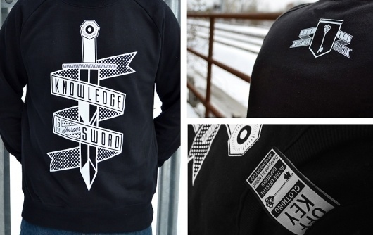 A is for Alias » 'Knowledge' – Off Key Clothing #banner #clothing #branding #sword #logo #type