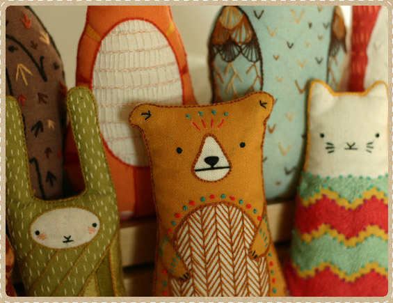 Kirikí Press {Embroidery Kits, Screen Prints, Handcrafted Goods} #toys #cat #embroidery #bear #rabbit