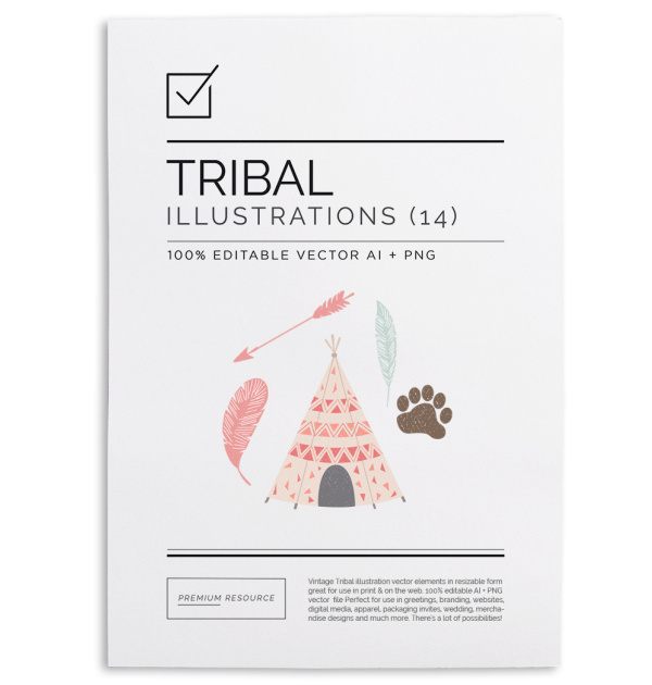 Vintage Tribal ClipArt & Vectors illustrations/clip art in vector .AI, PSD and .PNG 300 DPI format for easy use on blogs, websites, books, s