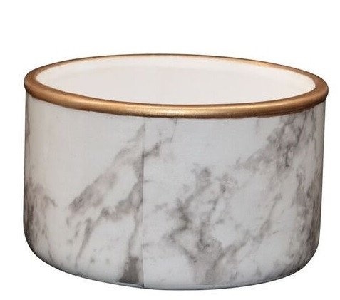 Marble Look Ceramic Dish With Gold Rim 10cm x 6cm